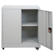 Armoire à dossiers HWC-O50 armoire de bureau en acier avec roulettes 2 portes verrouillables acier 98x80x40cm - gris