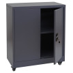 Armoire à dossiers HWC-O50 armoire de bureau en acier avec roulettes 2 portes verrouillables acier 98x80x40cm - gris