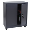 Armoire à dossiers HWC-O50 armoire de bureau en acier avec roulettes 2 portes verrouillables acier 98x80x40cm - gris