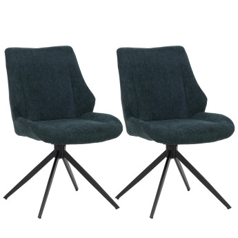 Lot de 2 chaises de salle à manger HWC-O48 chaise de cuisine pivotante Auto-Return tissu/textile chenille (320g/m2)