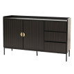 Sideboard HWC-O39 Commode Armoire Buffet 3 tiroirs 2 portes bois mélaminé 80x130x42cm - aspect bois noir