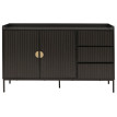 Sideboard HWC-O39 Commode Armoire Buffet 3 tiroirs 2 portes bois mélaminé 80x130x42cm - aspect bois noir