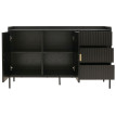 Sideboard HWC-O39 Commode Armoire Buffet 3 tiroirs 2 portes bois mélaminé 80x130x42cm - aspect bois noir