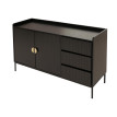 Sideboard HWC-O39 Commode Armoire Buffet 3 tiroirs 2 portes bois mélaminé 80x130x42cm - aspect bois noir