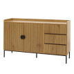 Sideboard HWC-O39 Commode Armoire Buffet 3 tiroirs 2 portes bois mélaminé 80x130x42cm - naturel