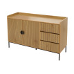 Sideboard HWC-O39 Commode Armoire Buffet 3 tiroirs 2 portes bois mélaminé 80x130x42cm - naturel