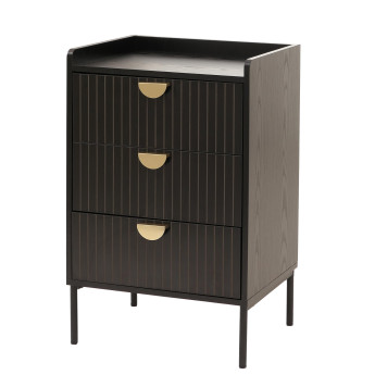 Commode HWC-O39 Armoire Highboard 3 tiroirs mélamine MDF 77x50x42cm - aspect bois noir