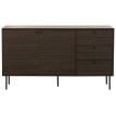 Commode HWC-N78 Sideboard 3 tiroirs 2 portes style scandinave métal bois mélamine MVG 85x150x40cm - brun foncé