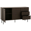 Commode HWC-N78 Sideboard 3 tiroirs 2 portes style scandinave métal bois mélamine MVG 85x150x40cm - brun foncé