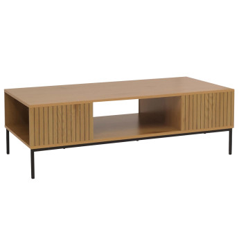 Meuble TV HWC-O39 Tableau TV Table basse Armoire TV Rangement mélamine MDF 39x120x60cm - naturel
