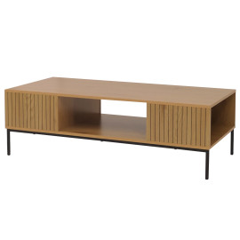 Table basse HWC-O39 table de salon table d'appoint mélamine MDF 39x120x60cm - naturel