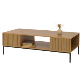 Table basse HWC-O39 table de salon table d'appoint mélamine MDF 39x120x60cm - naturel