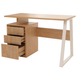 Bureau HWC-O32 table d'ordinateur table de travail tiroir bois mélaminé 77x118x58cm - orme naturel