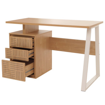 Bureau HWC-O32 table d'ordinateur table de travail tiroir bois mélaminé 77x118x58cm - orme naturel