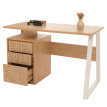 Bureau HWC-O32 table d'ordinateur table de travail tiroir bois mélaminé 77x118x58cm - orme naturel