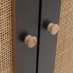 Highboard HWC-M38 Commode Armoire Sideboard compartiments de rangement Kubu rotin bois 106x80x41cm - noir