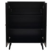 Highboard HWC-M38 Commode Armoire Sideboard compartiments de rangement Kubu rotin bois 106x80x41cm - noir