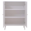 Highboard HWC-M38 Commode Armoire Sideboard compartiments de rangement Kubu rotin bois 106x80x41cm - blanc