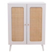 Highboard HWC-M38 Commode Armoire Sideboard compartiments de rangement Kubu rotin bois 106x80x41cm - blanc