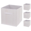 Lot de 4 boîtes pliantes HWC-C21 corbeille de rangement Boîte de tri Boîte de rangement bambou 32x32x32cm - blanc