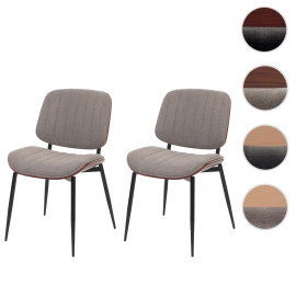 Lot de 2 chaises de salle à manger HWC-O44 chaise de cuisine tissu en bois courbé (370g/m2) ko-Tex MVG - aspect noyer