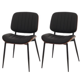 Lot de 2 chaises de salle à manger HWC-O44 chaise de cuisine bois courbé simili-cuir Oeko-Tex MVG - aspect noyer noir