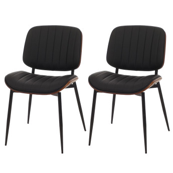 Lot de 2 chaises de salle à manger HWC-O44 chaise de cuisine bois courbé simili-cuir Oeko-Tex MVG - aspect noyer noir