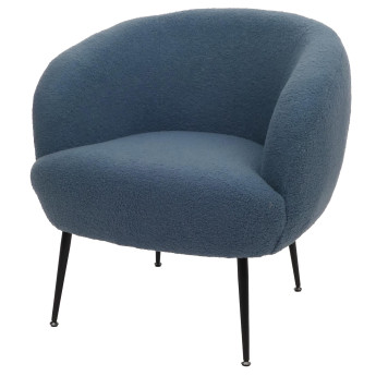 Fauteuil Lounge HWC-O37 Fauteuil Cocktail/Club Fauteuil rembourré Tissu/Textile Bouclé (330g/m2) Métal MVG - bleu