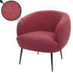 Fauteuil lounge HWC-O37 fauteuil cocktail/club fauteuil rembourré tissu/textile bouclé (330g/m2) métal MVG - pourpre-r