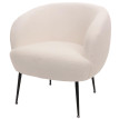 Fauteuil Lounge HWC-O37 Fauteuil Cocktail/Club Fauteuil rembourré Tissu/Textile Bouclé (330g/m2) Métal MVG - blanc