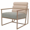 Fauteuil lounge HWC-O38 fauteuil cocktail/fauteuil rembourré fauteuil club tissu/textile (420 g/m2) métal MVG - beige
