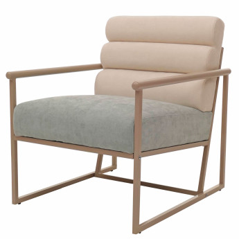 Fauteuil lounge HWC-O38 fauteuil cocktail/fauteuil rembourré fauteuil club tissu/textile (420 g/m2) métal MVG - beige