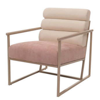 Fauteuil lounge HWC-O38 fauteuil cocktail/fauteuil rembourré fauteuil club tissu/textile (420 g/m2) métal MVG - beige