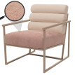 Fauteuil lounge HWC-O38 fauteuil cocktail/fauteuil rembourré fauteuil club tissu/textile (420 g/m2) métal MVG - beige