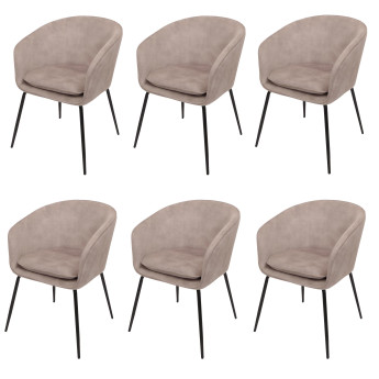 Lot de 6 chaises de salle à manger HWC-O28 chaise de cuisine rembourrée Chaise tissu/textile (340g/m2) métal - taupe