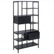 Étagère HWC-P11, étagère bibliothèque étagère sur pied, tiroirs industriel MDF métal mélamine 150x81x33cm- noir