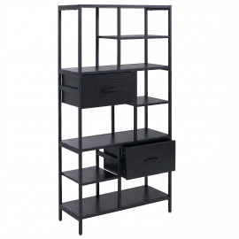 Étagère HWC-P11, étagère bibliothèque étagère sur pied, tiroirs industriel MDF métal mélamine 150x81x33cm- noir