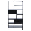 Étagère HWC-P11, étagère bibliothèque étagère sur pied, tiroirs industriel MDF métal mélamine 150x81x33cm- noir
