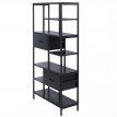 Étagère HWC-P11, étagère bibliothèque étagère sur pied, tiroirs industriel MDF métal mélamine 150x81x33cm- noir