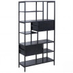 Étagère HWC-P11, étagère bibliothèque étagère sur pied, tiroirs industriel MDF métal mélamine 150x81x33cm- noir