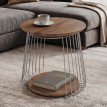 Table basse MCA HWC-P60, table d'appoint, table basse, table de salon, métal MDF ronde Diam. 50 cm- marron