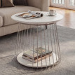 Table basse MCA HWC-P60, table d'appoint, table basse, table de salon, métal MDF ronde Diam. 50 cm- blanche