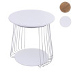 Table basse MCA HWC-P60, table d'appoint, table basse, table de salon, métal MDF ronde Diam. 50 cm- blanche