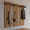 MCA Lot de 3 panneaux vestiaires HWC-P57, patère murale, patère en bois, 4 crochets métalliques 120 x 40 cm, chêne