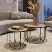 MCA Lot de 2 tables basses HWC-P58, tables d'appoint, tables de salon, tables basses, style industriel, métal, bois de c