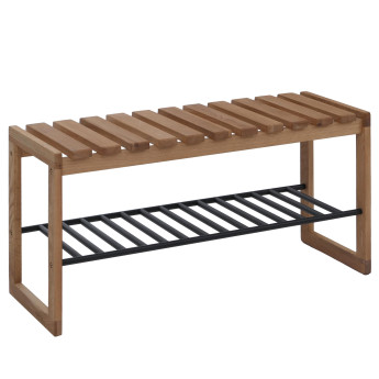 Banc vestiaire MCA HWC-P57, banc, étagère à chaussures, rangement à chaussures, banc d'entrée, 45 x 88 x 30 cm, chêne ma