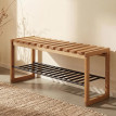 Banc vestiaire MCA HWC-P57, banc, étagère à chaussures, rangement à chaussures, banc d'entrée, 45 x 88 x 30 cm, chêne ma