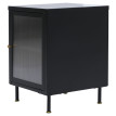 Table de chevet HWC-O87, table d'appoint, armoire, rangement industriel en métal et verre osier 55 x 41 x 41 cm- noir