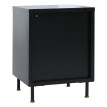 Table de chevet HWC-O87, table d'appoint, armoire, rangement industriel en métal et verre osier 55 x 41 x 41 cm- noir