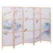 Paravent HWC-O70, cloison de séparation, protection visuelle, séparation de pièce, motifs naturels, bois, MVG, polyéthyl